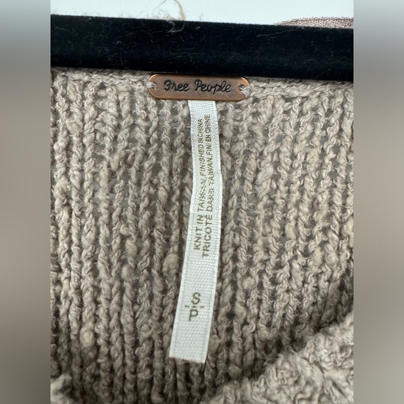 Free People cross my heart distressed knit sweater tan - Picture 2 of 5